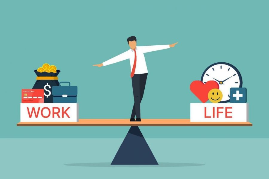 work-life-balance-concept-businessman-standing-with-work-and-life-on-seesaw-vector